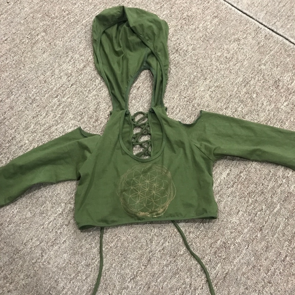 NEW! Sacred Geometry cutout festival crop, hooded